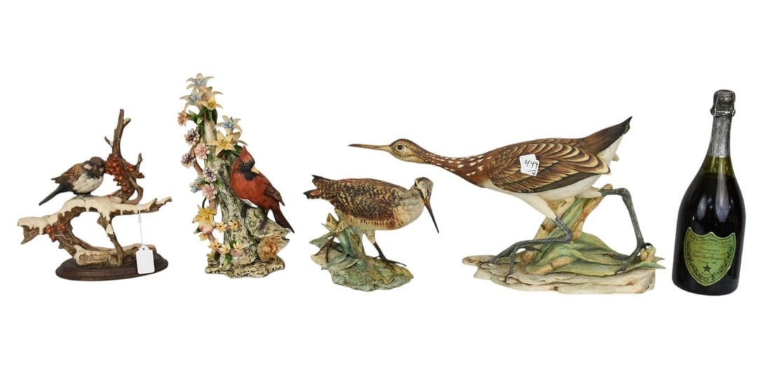 4 Bisque Birds, Cardinal, Woodcock, Bird in Snow and Large Limpkin Bird, Largest 7 1/2"h x 16"L (1 of 10)