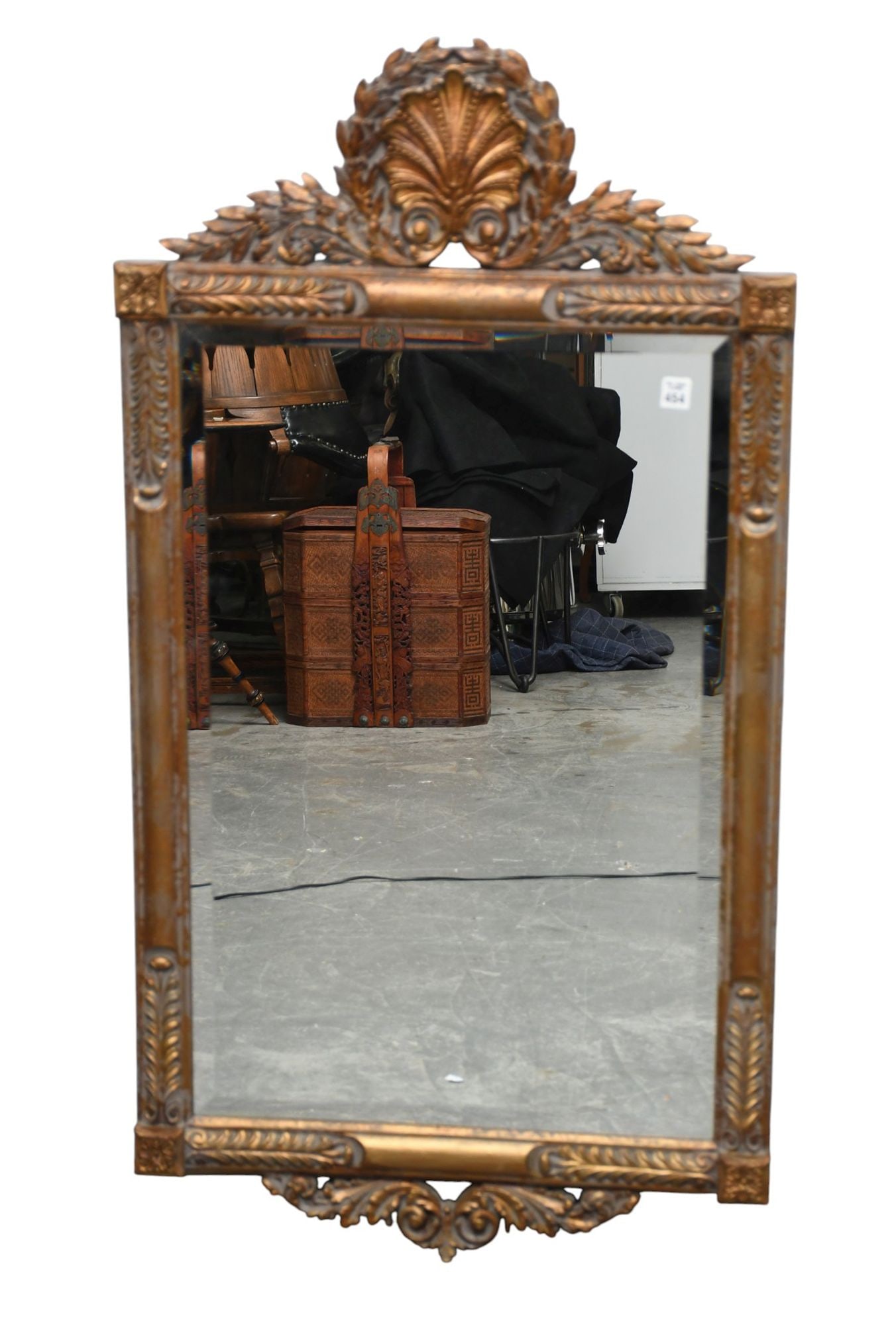 Louis XVI Style Mirror with Ornate Shell Crest at Top, 47"h x 25"w (1 of 4)