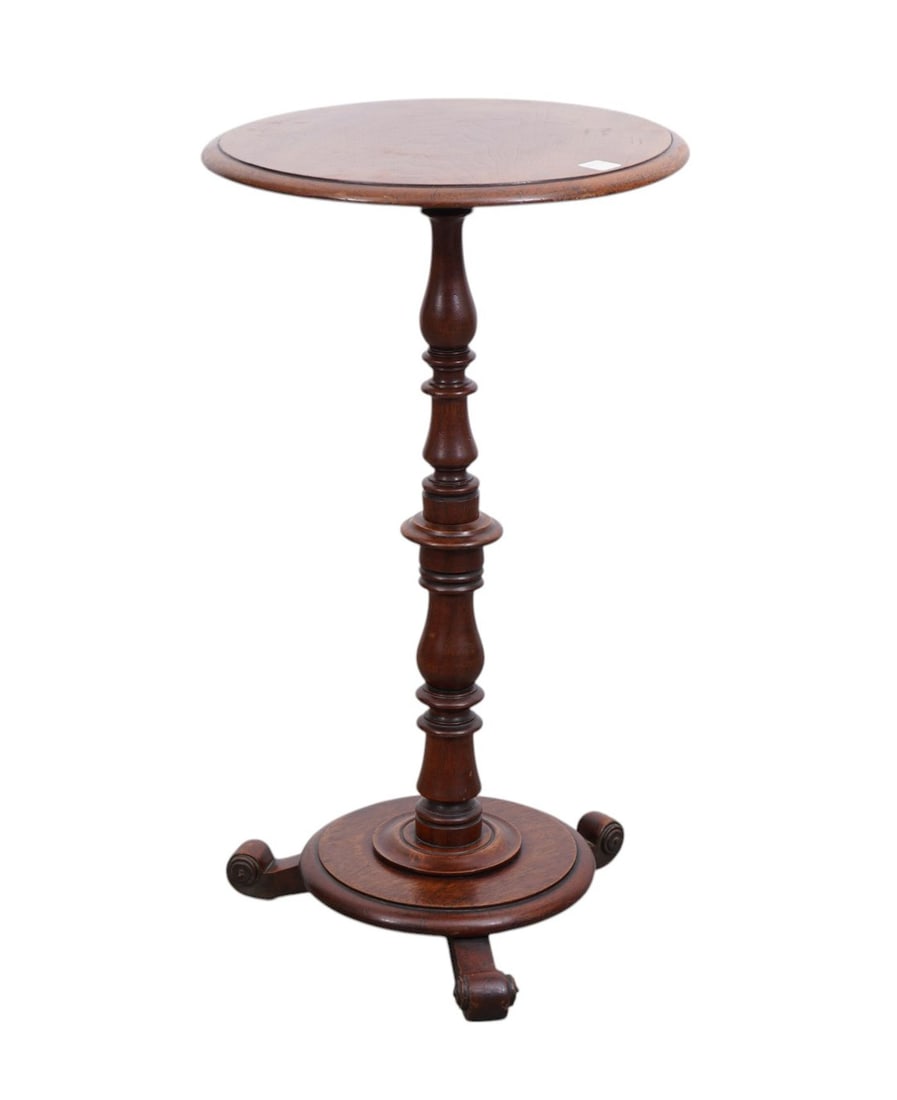 Candlestand on Turned Pedestal Leading to Trifed Platform Base, 28"H x 16"dia (1 of 5)