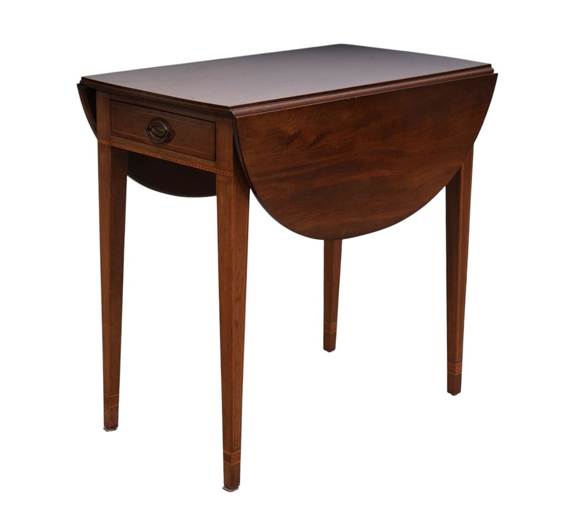 Mahogany Dropleaf Pembroke Table with Single Drawer, 29"h x (17" Center Panel) (11"w Sides x 30"L (1 of 6)