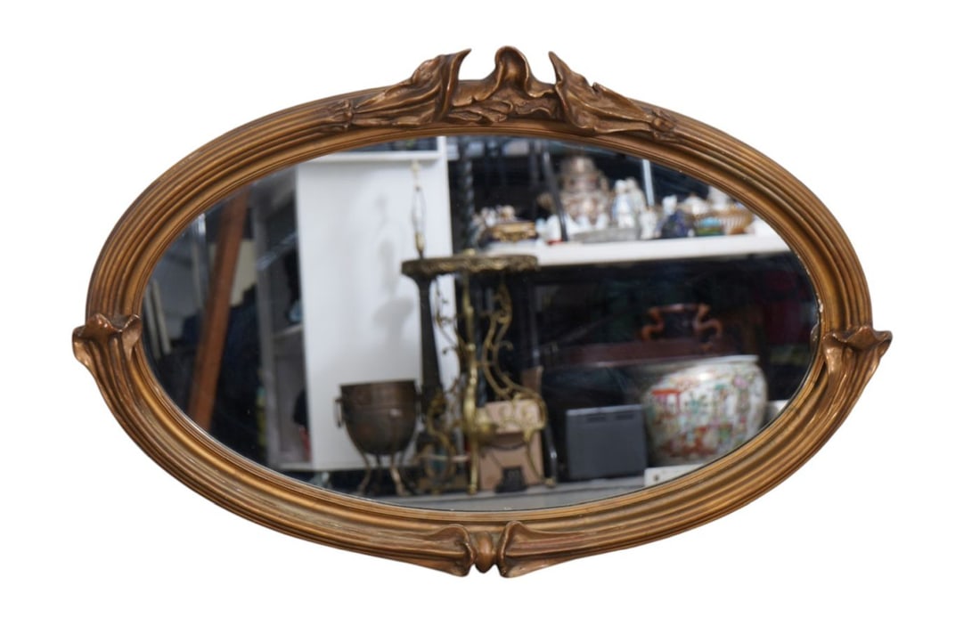 Art Nouveau Oval Mirror With Gilded Frame, 36"h x 24 1/2"w (1 of 5)