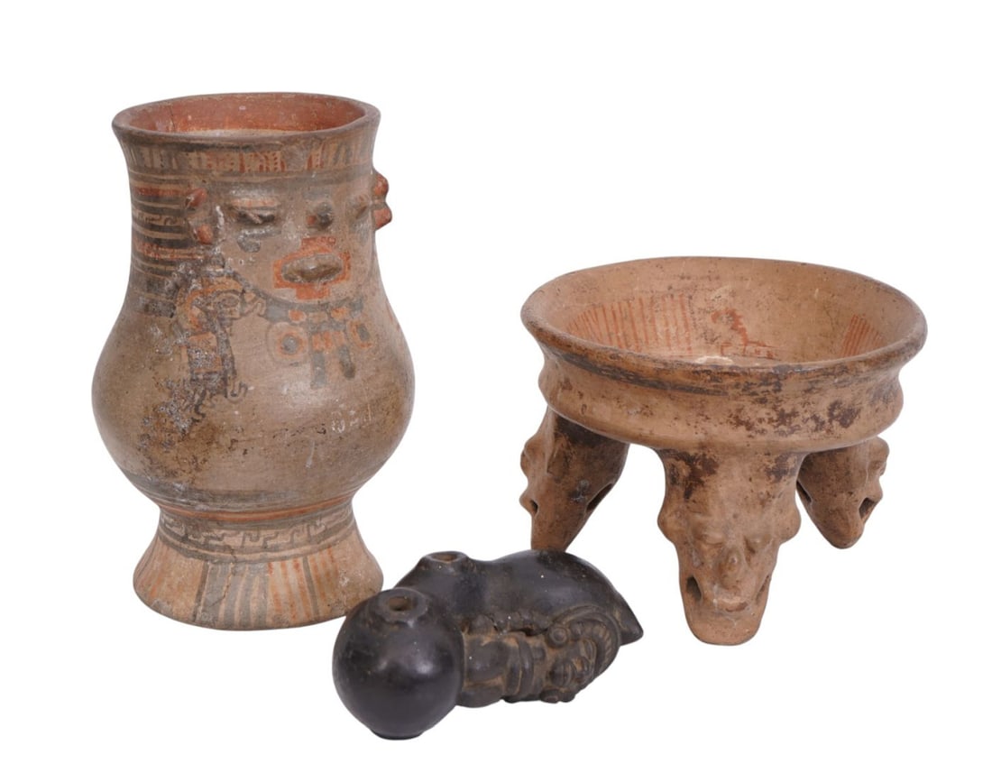 Group of 3 Pre-Columbian Pcs. Brought to The U.S.A. in the 1970's From Consignor Father, Tripod Bow, (1 of 12)