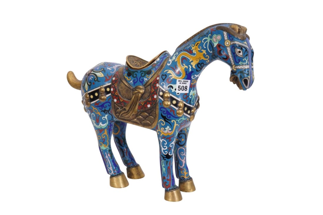 Chinese Cloisonne Horse, Multi Color, 14"h x 14"w (missing tail): Chinese Cloisonne Horse, Multi Color, 14"h x 14"w (missing tail)