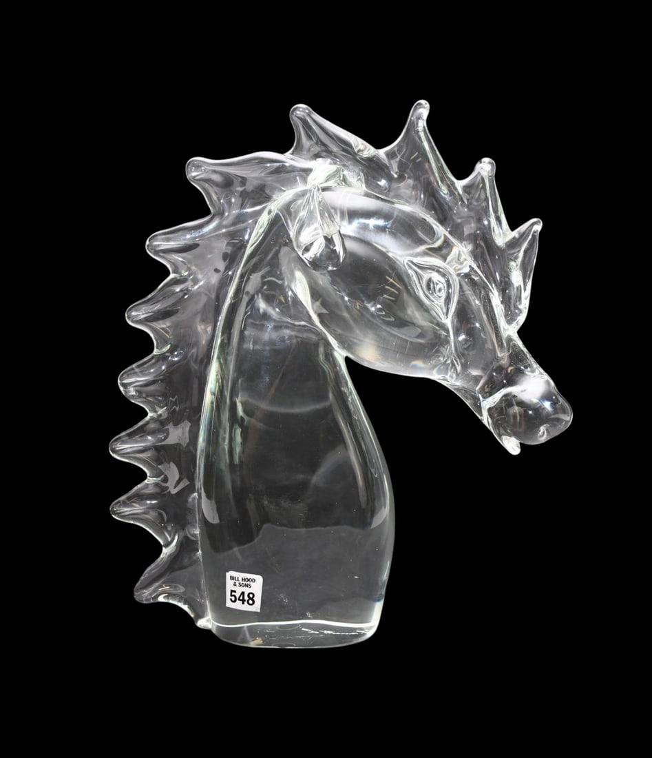 Licio Zanetti Murano Art Glass Horse Head Sculpture, Signed Under Base, 15"h x 13 1/2"w x 4 1/2"d (1 of 5)