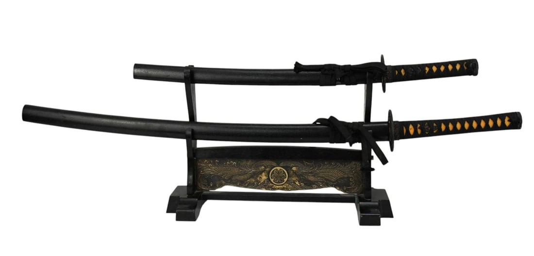 2 Japanese Reproduction Samurai Swords on Stands (1 of 9)