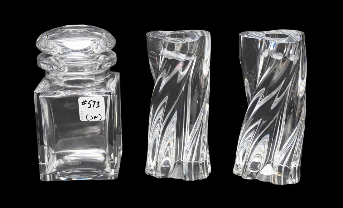 Pair of Baccarat Crystal Candleholders-6 inches tall, sign on base, good condition. Sold with (1 of 7)