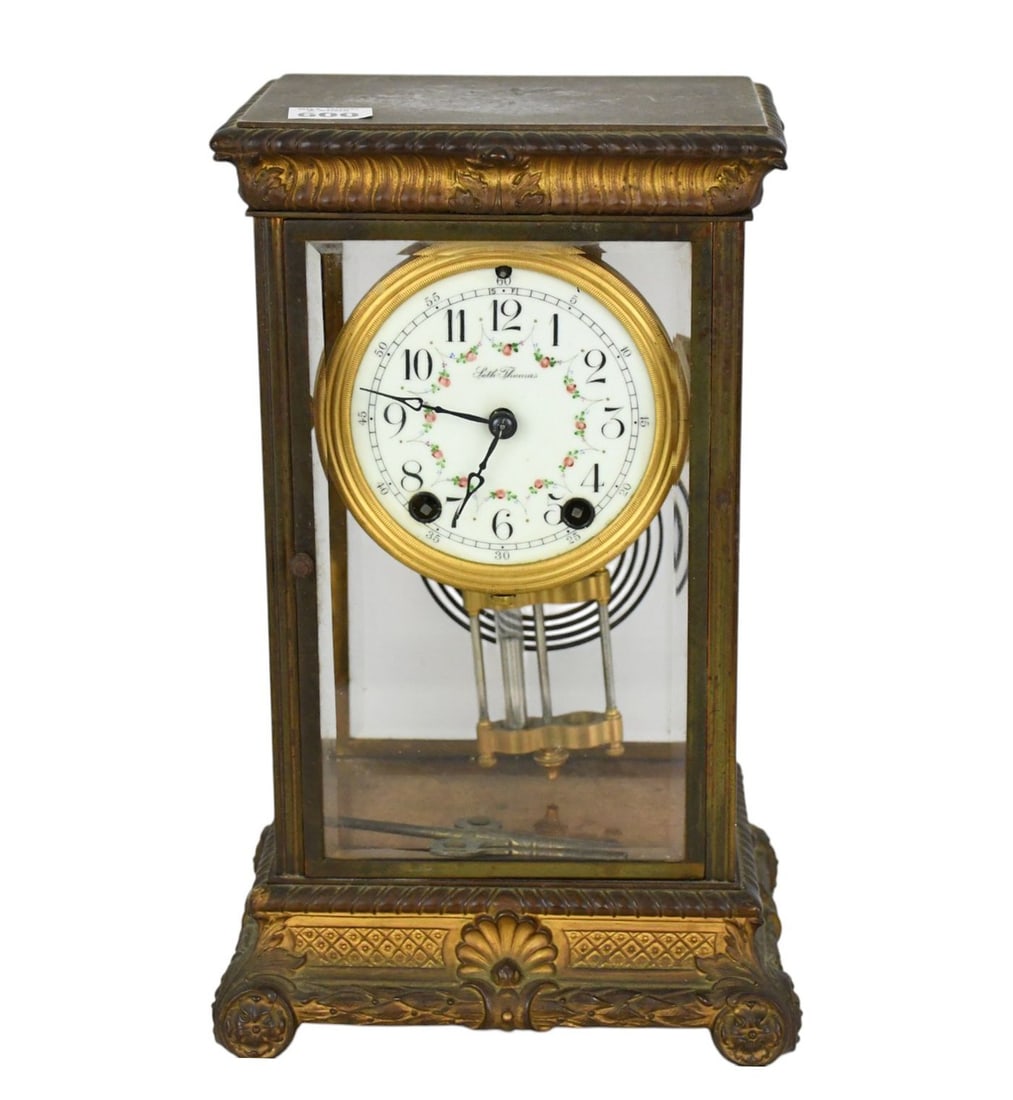 Seth Thomas Carriage Clock with Porcelain Face, 12"h x 7"w 6"d (1 of 7)