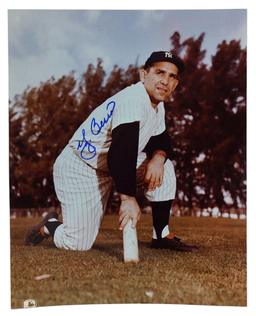 Yogi Berra Autographed Photograph Yogis Granddaughter went to school in West Caudwell NJ where the: Yogi Berra Autographed Photograph Yogis Granddaughter went to school in West Caudwell NJ where the consignors mother Nancy Grahan Was her teacher and Yogi signed this for her. 10" x 8"