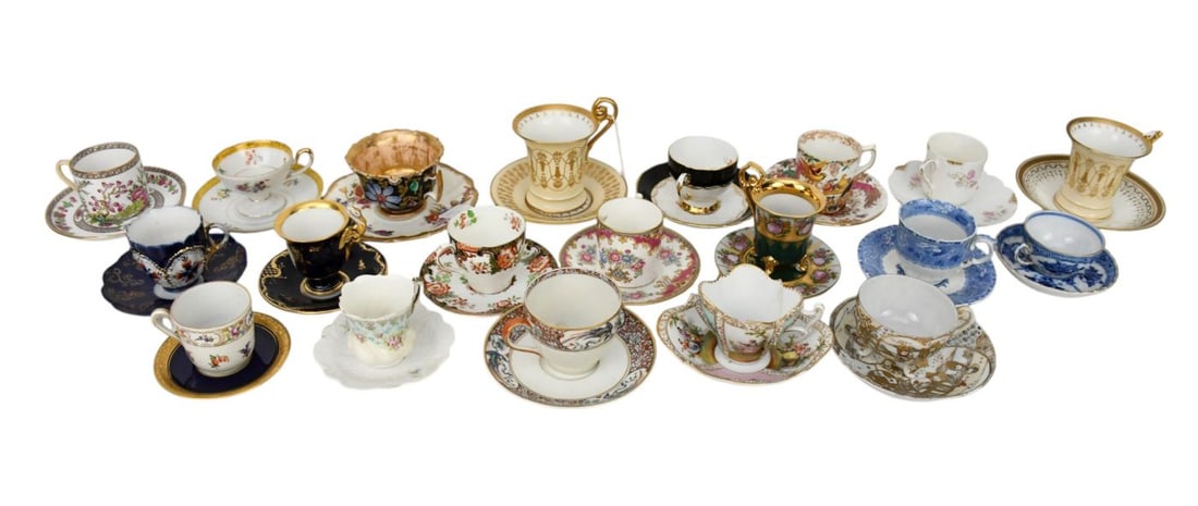 Lot of Assorted Demitasse Cups & Saucers, 17 Matching, 2 Odd Cups & 3 Odd Saucers (1 of 7)