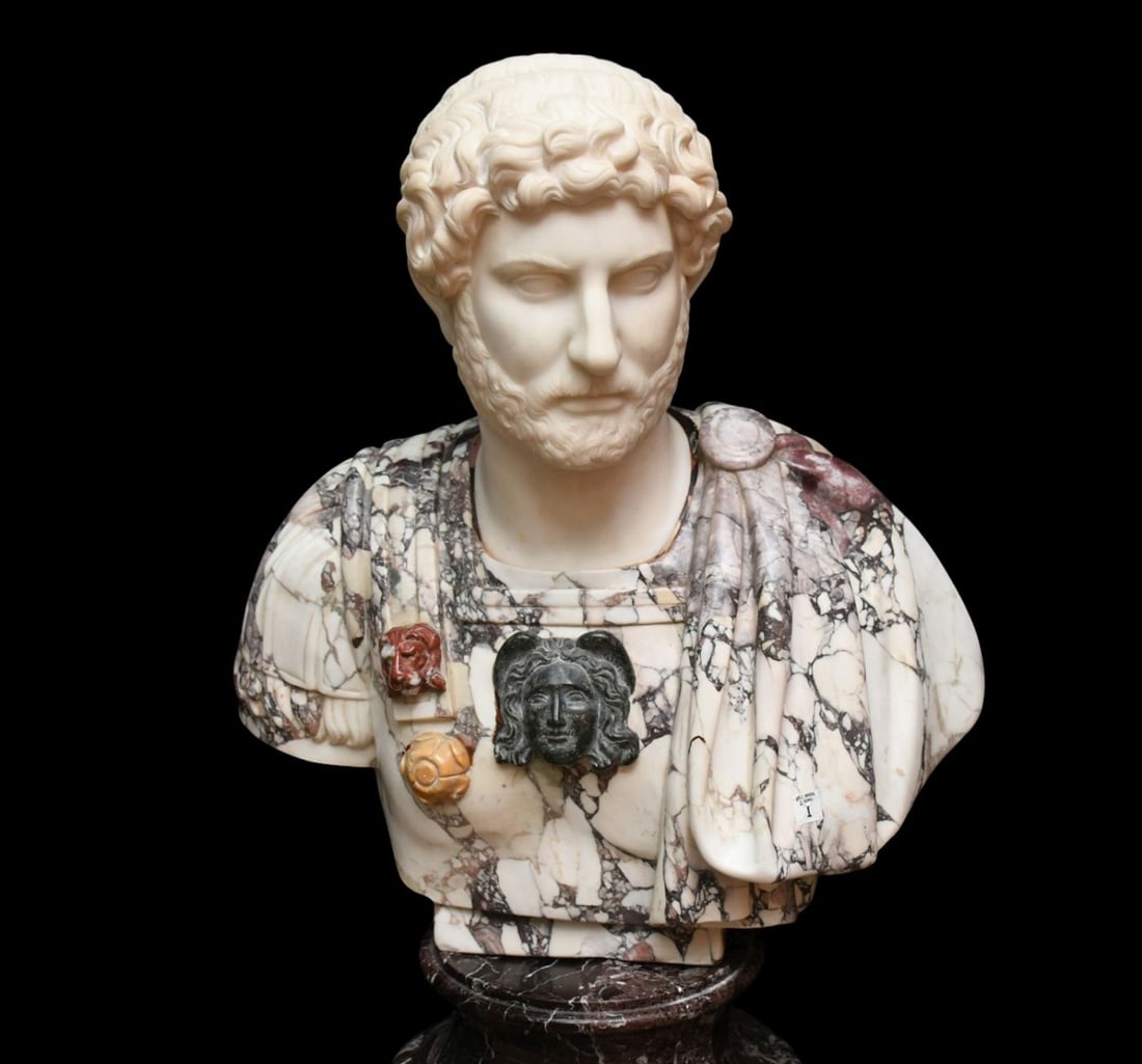 Monumental Pavonazzo Marble Bust Sculpture of Roman Classical Figure, (Bust weighs 360 pounds) 30.5" (1 of 9)