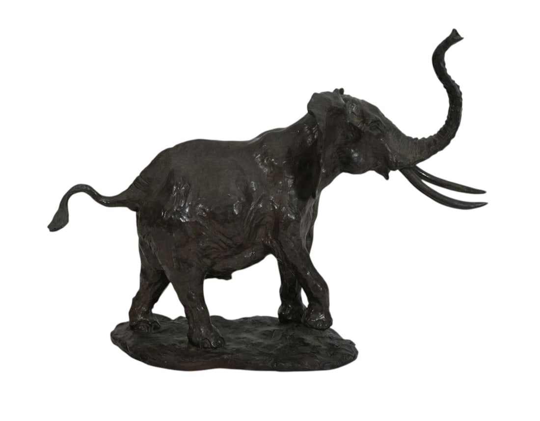 William H. Turner Bronze Sculpture, "African Elephant", 1991, 10/50, 11 1/2"h x 15"w x 6"d. Comes (1 of 10)