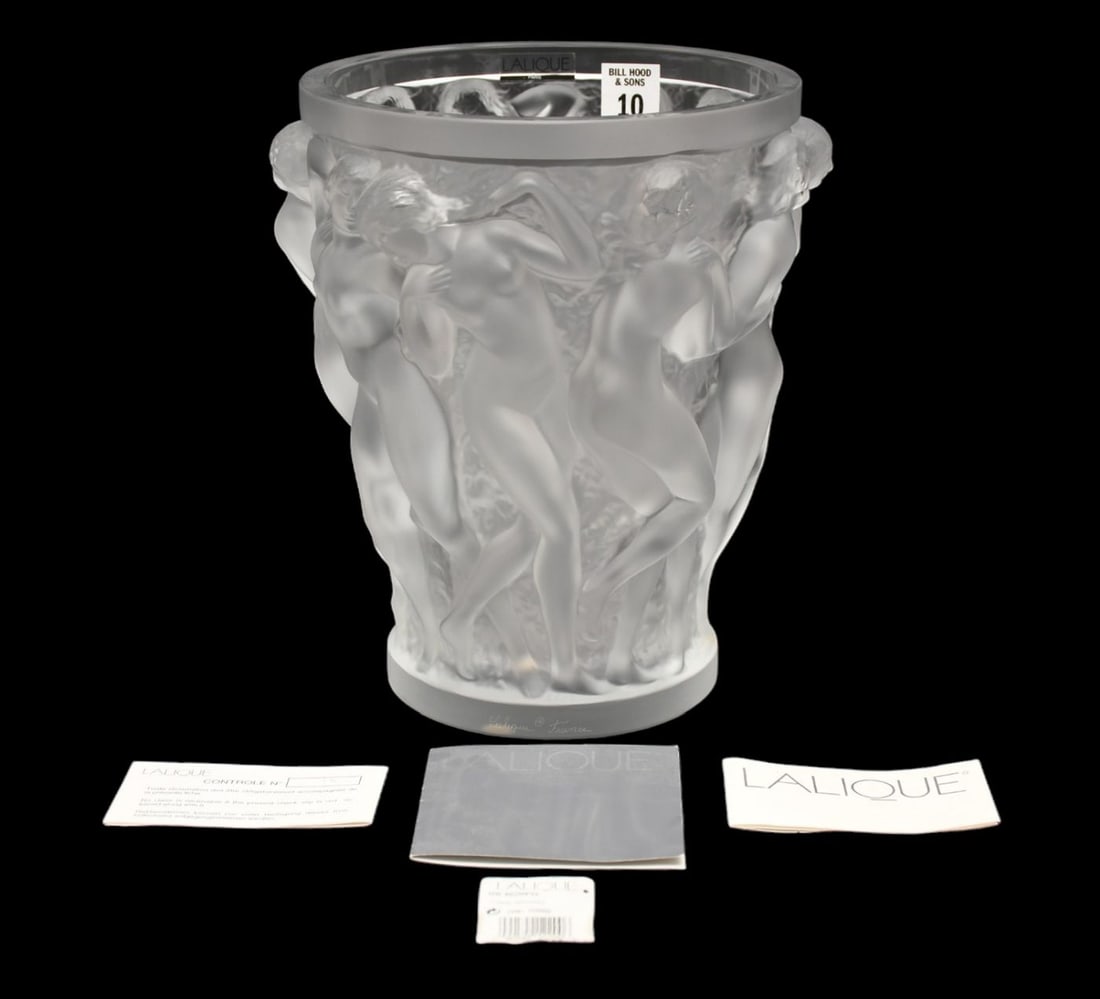 Large Lalique France Crystal Vase "Bacchantes", Featuring Figures of Nude Nymphs, Original Lalique (1 of 12)