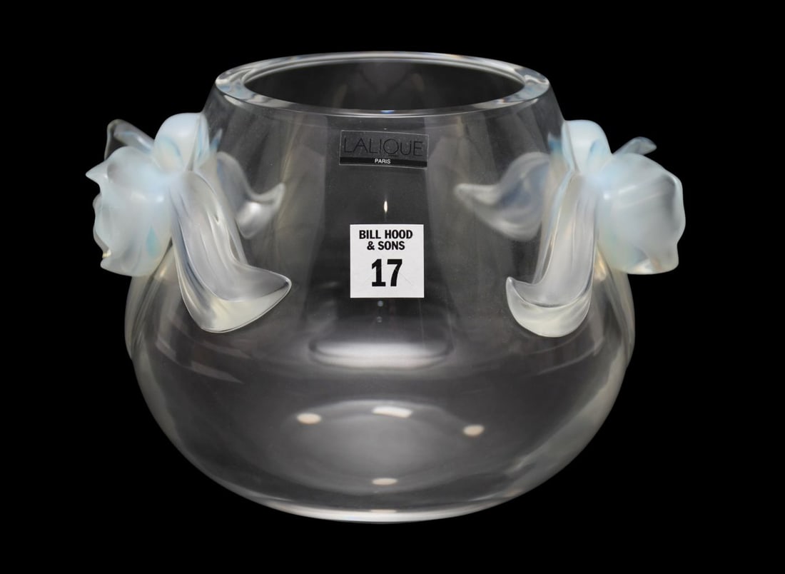 Lalique Crystal Vase, "Orchidee", Opalescent Flowers on Opposite Sides, Signed Lalique France on (1 of 8)