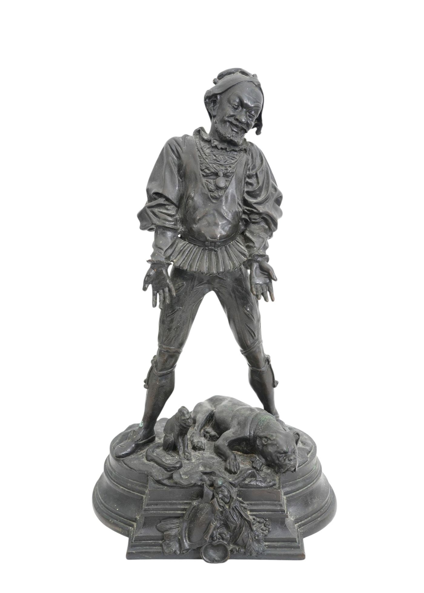 Alfred Barye Bronze Sculpture "Sont-ILS Gentils", Depicting Jester with Monkey & Dog, 15 1/2" x 8 (1 of 11)