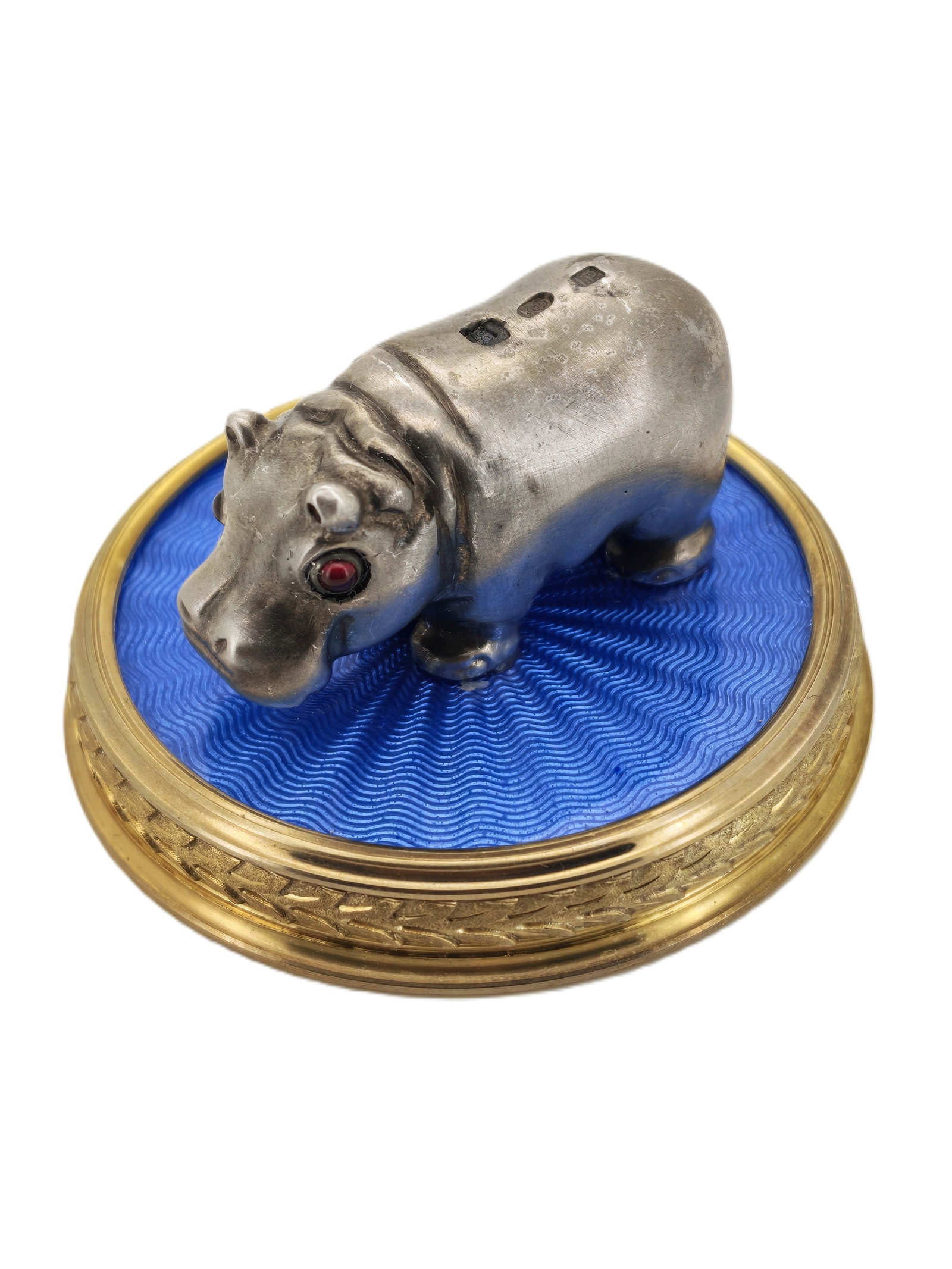 Vintage Imperial Faberge Era Silver Enamel Hippopotamus. Total weight: 86.50 grams. Dimensions: (1 of 5)