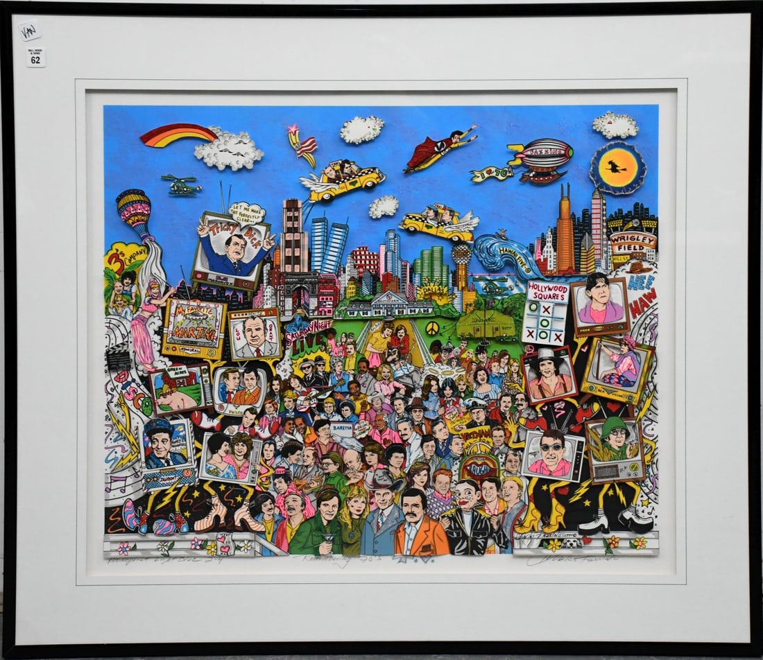 Charles Fazzino (American 1955- ) 3-D pop art REMEMBERING 70s TV. Wentworth Gallery COA on reverse, (1 of 12)
