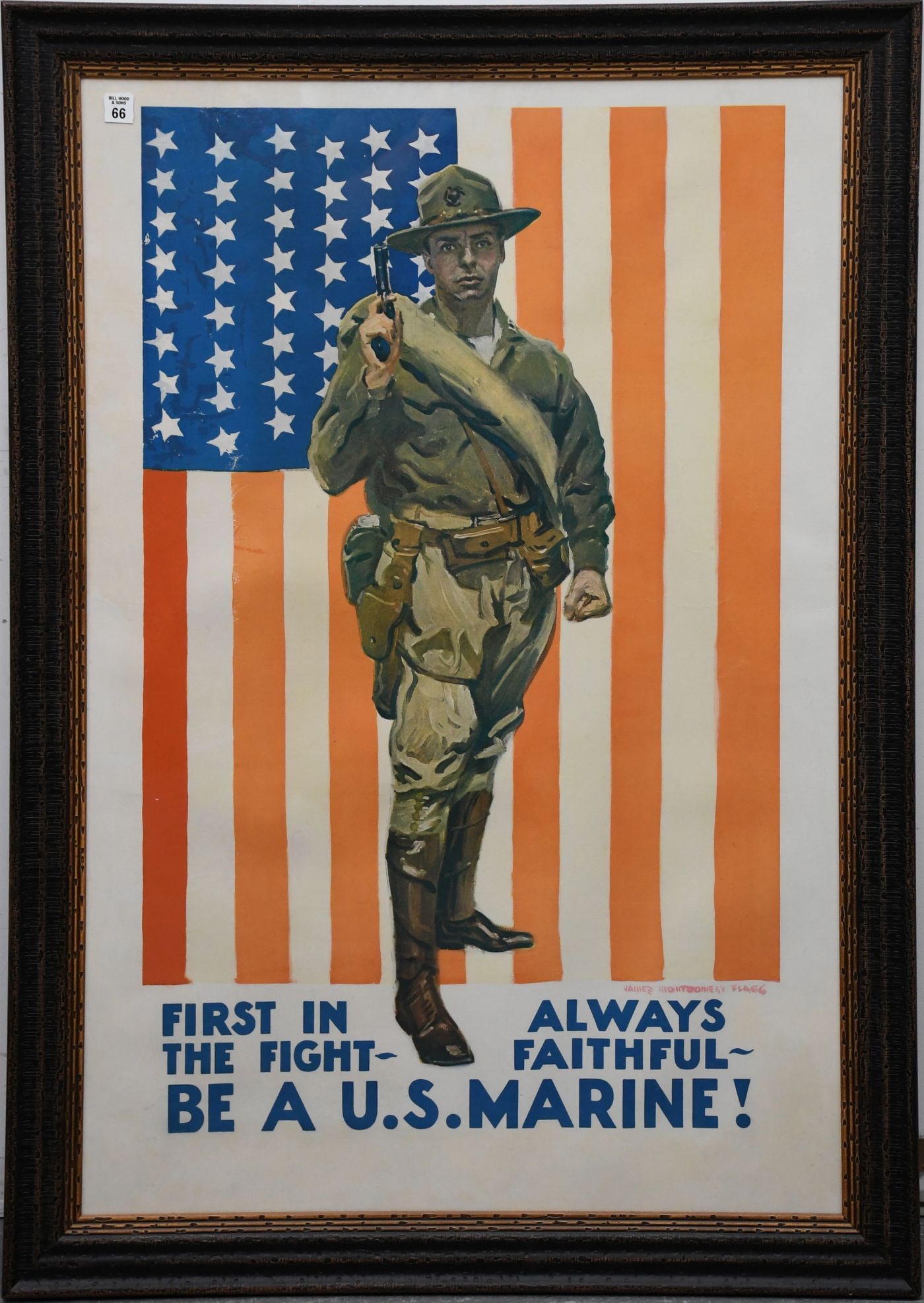 BE A US MARINE! James Montgomery Flagg vintage recruiting poster- ca. WW l- 1918. 32 1/4 x 37: BE A US MARINE! James Montgomery Flagg vintage recruiting poster- ca. WW l- 1918. 32 1/4 x 37 inches.