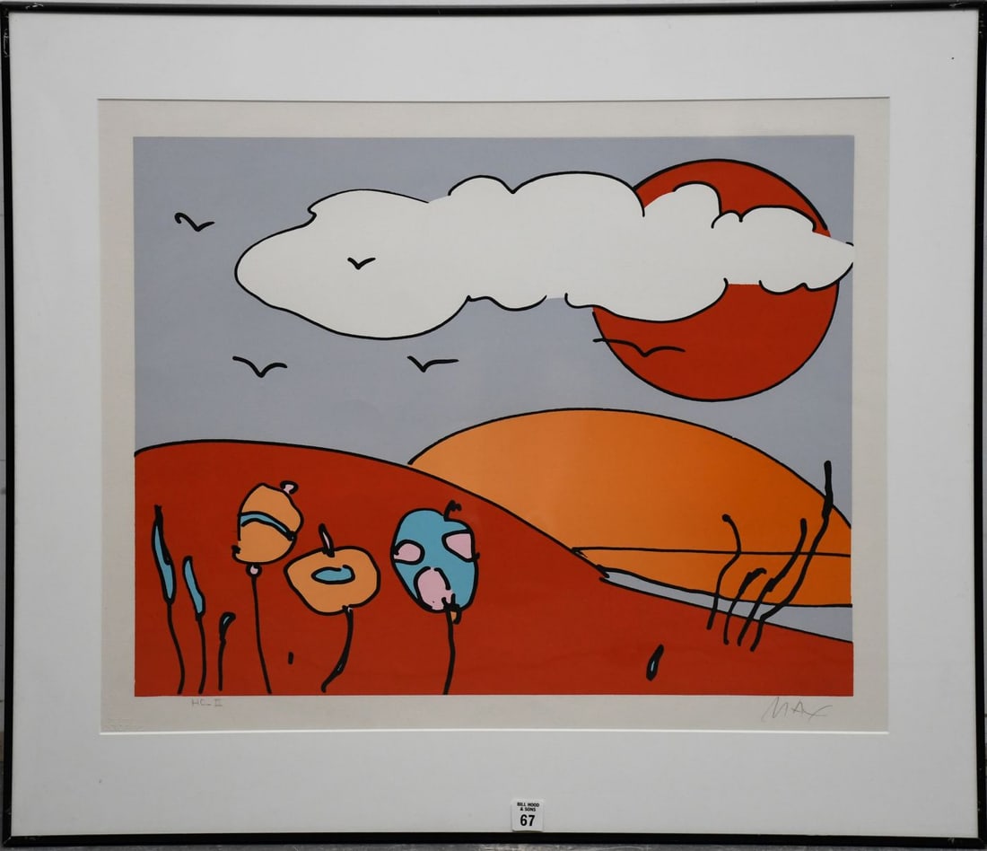 Peter Max (American, b. 1937) Serigraph, Sun Moon Landscape- 1978. Pencil sign lower right, left (1 of 4)