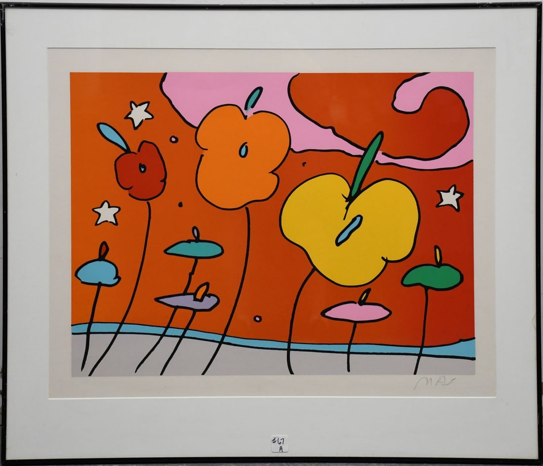 Peter Max (American, b. 1937) Serigraph Night Flowers, signed lower right side, sight size 21 1/2 x (1 of 4)