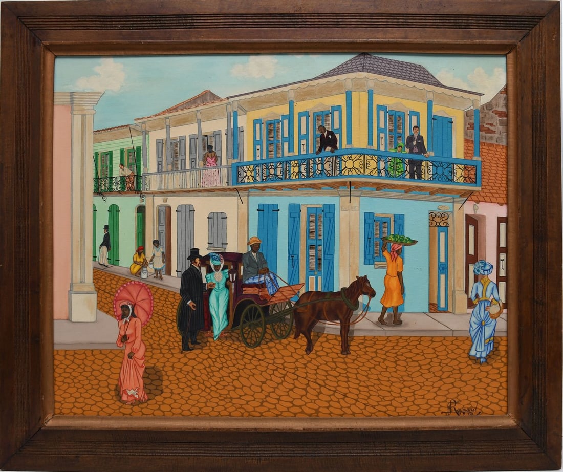 R Raymond Haitian Painting, Landscape- Cap Haitien, oil on canvas, 24 x 30 inches. signed and dated: R Raymond Haitian Painting, Landscape- Cap Haitien, oil on canvas, 24 x 30 inches. signed and dated 5 '80,