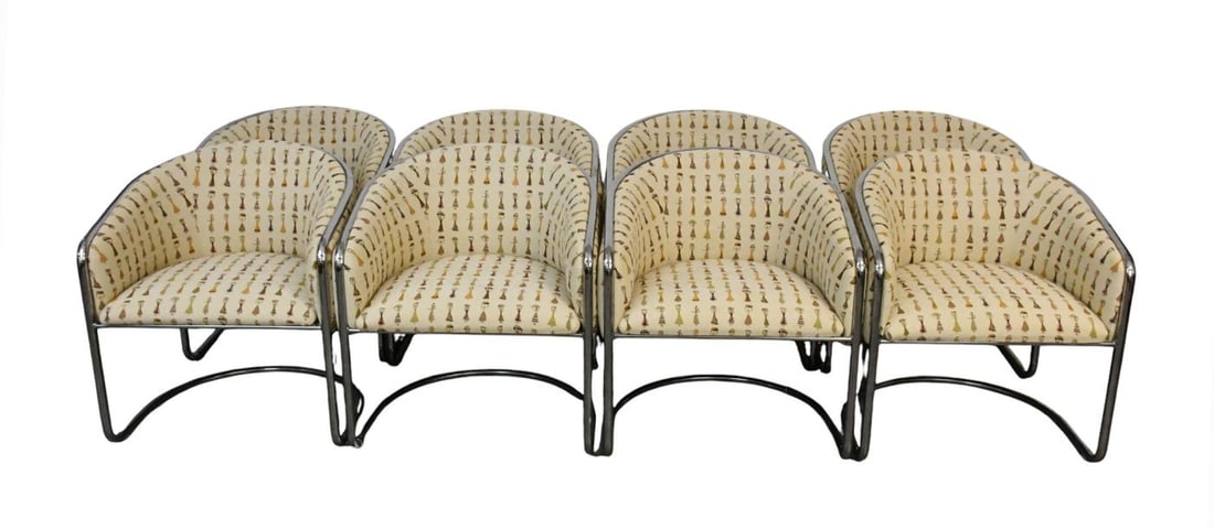 8 Modern Chrome Framed Upholstered Club Style Chairs, 29"h x 26"w ***If this item is not picked up (1 of 9)