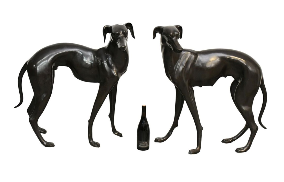 Two Standing Bronze Whippets, 33"h x 36"w (1 of 7)