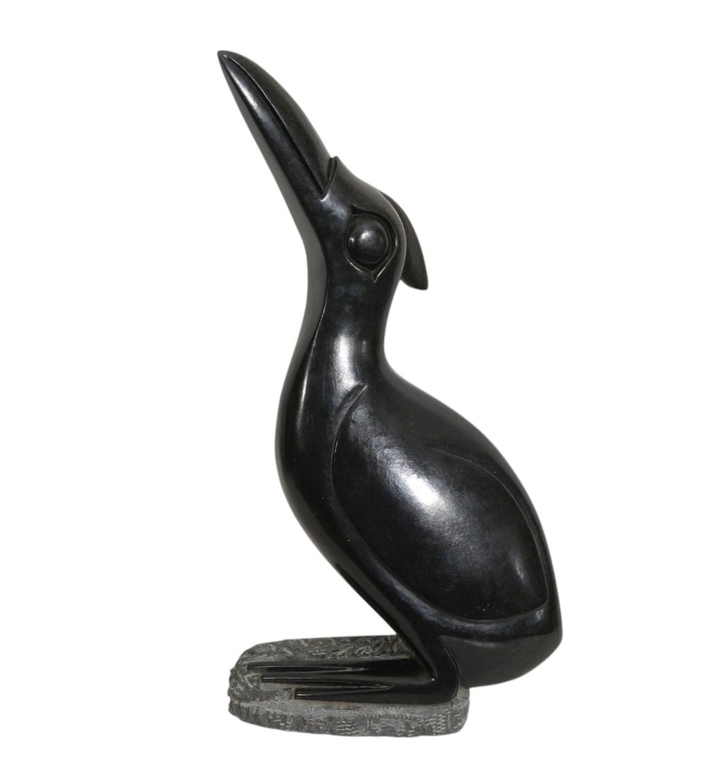African Shona Carved Stone Bird, Signature Etched on Bottom, 22"h x 12"w (1 of 5)