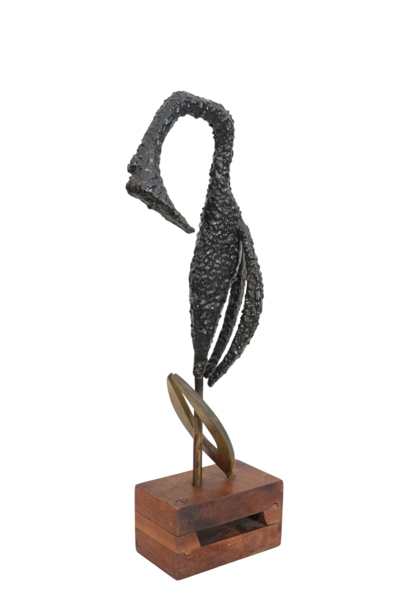 Josef Petriska (Canada 1930-2015) Bronze Abstract Bird on Wood Stand, "Struggle for Survival" 2nd (1 of 10)