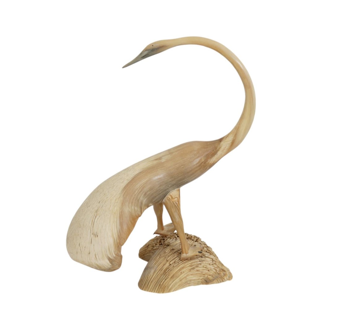 Musk Ox Horn, freeform carving of bird, 16"h x 13"w (1 of 8)