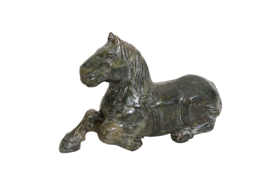 Jadeite Carved Horse on Stand, 5 1/2"h x 7"w (1 of 6)