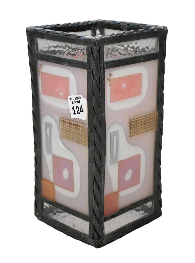 Higgins Glass Studio (American, Est. 1948) 4 Panel Art Glass Hurricane Shade. each panel signed (1 of 5)