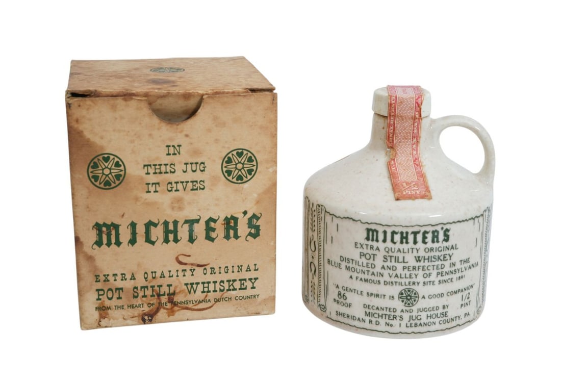 Michter's Whiskey Extra Quality Original in Pennsylvania Dutch Jug, Pot Still Whiskey 1/2 Pint, (1 of 12)
