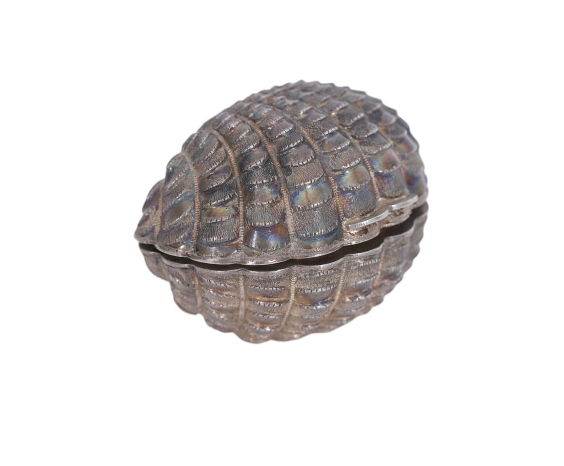 Rare 19th c. English Sterling Nutmeg Grater in Form of Shell, 1 1/2"h x 2"w (1 of 11)