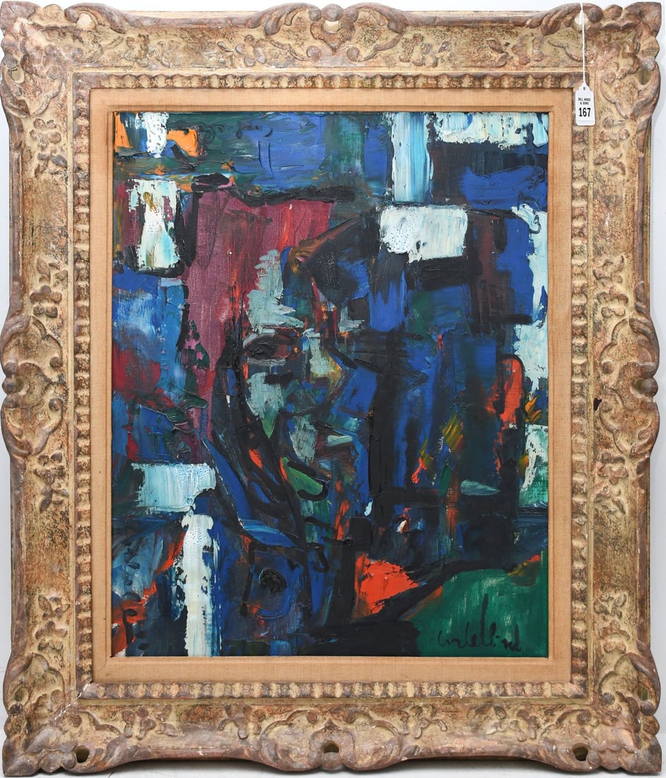 Luigi Corbellini (Italian, 1901-1968) oil on canvas, Les Amants Terrieles. Pntg. 24 x 20 inches. (1 of 8)