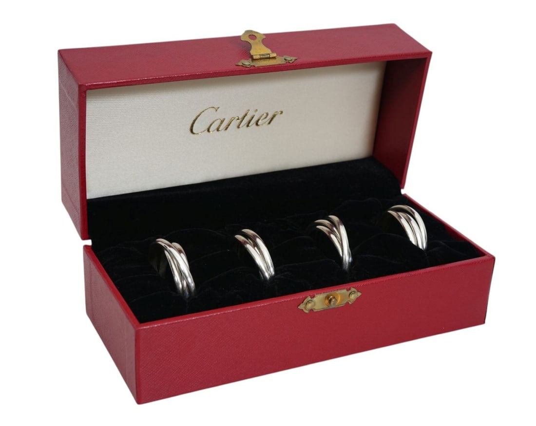 CARTIER Sterling Silver Napkin Rings in Original Box, 4ozt, 1 3/4"dia (1 of 7)