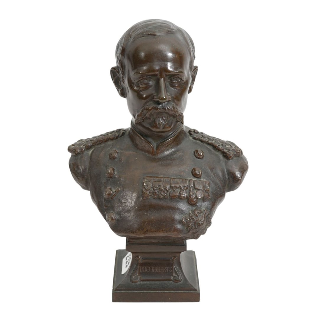A French Bronze Bust, Henri Godet (1863-1937). Signed Henri Godet Paris 1900. Bronze bust of Lord: A French Bronze Bust, Henri Godet (1863-1937). Signed Henri Godet Paris 1900. Bronze bust of Lord Roberts _______________________________________size