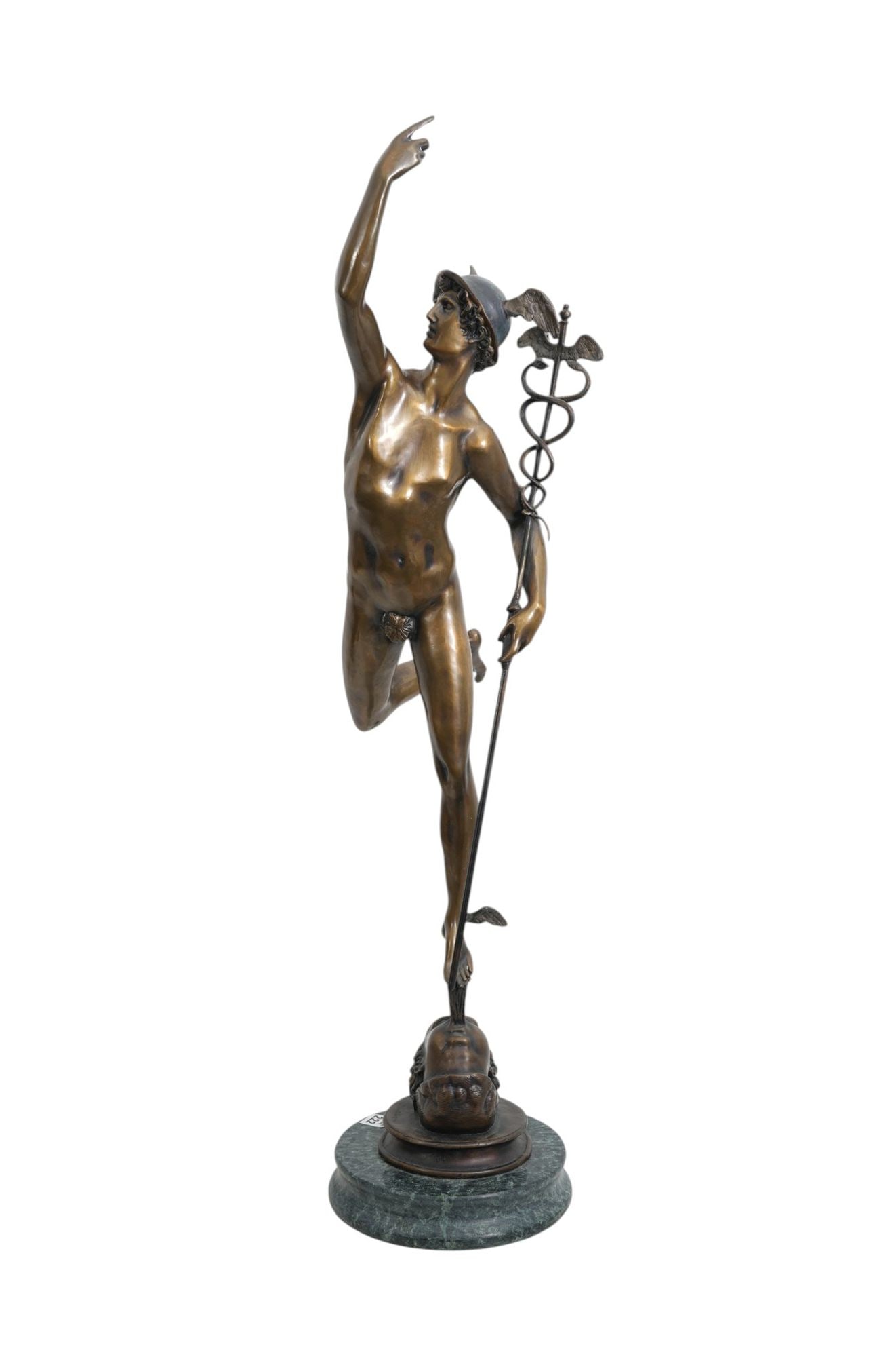 Large Mercury Bronze figure, signed Giambologna. Overall 37 x 16 inches. (1 of 6)