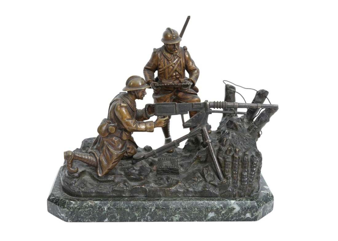 Ch. Gillet Bronze Machine gunners 10h x 12 x 5 inches. (1 of 8)