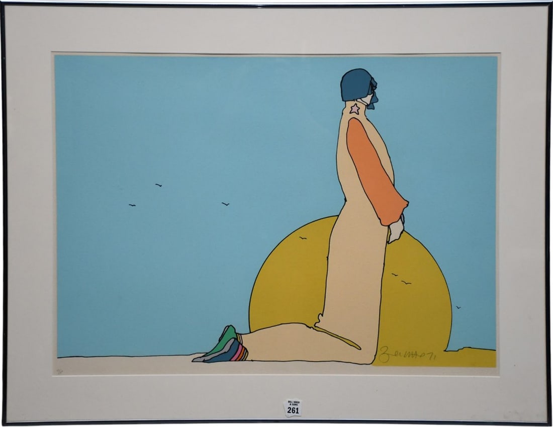 Peter Max (American, b. 1937) Screenprint in colors on paper. Bowing to the Beginning -1971. 22 x 30: Peter Max (American, b. 1937) Screenprint in colors on paper. Bowing to the Beginning -1971. 22 x 30 inches (55.9 x 76.2 cm) (sheet) Ed. 13/120. pencil signed & numbered, and dated '71. along lower ed