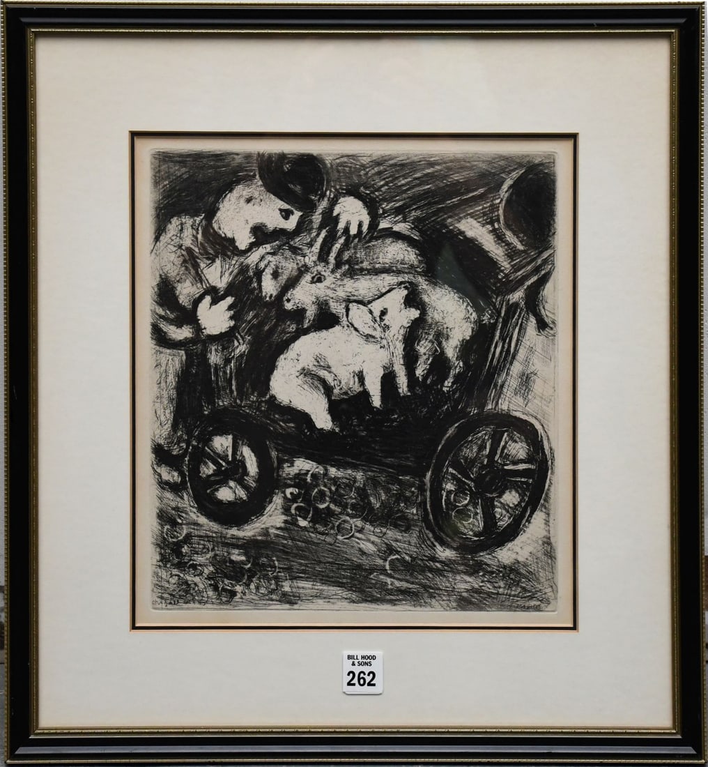Marc Chagall Etching, The Shepherd and his Flock, ca. 1930. (Russian-French 1887-1985) image size: Marc Chagall Etching, The Shepherd and his Flock, ca. 1930. (Russian-French 1887-1985) image size 11-1/2 x 10-1/2 inches. Overall framed 17-1/2 x 19 inches.