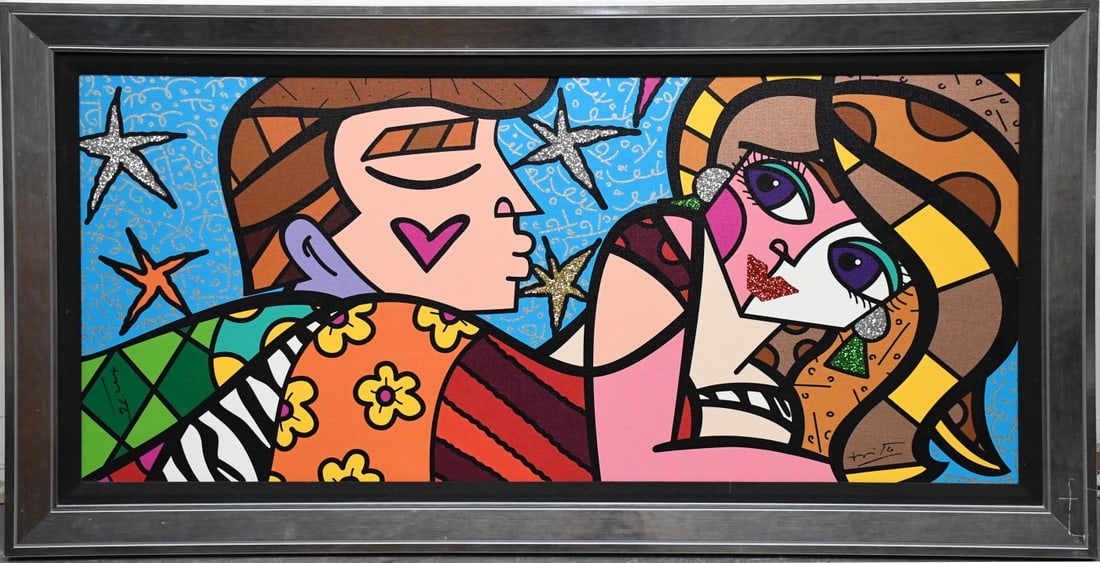 Romero Britto (Brazilian, b. 1963) Silkscreen on Canvas. Sweet Talk-2016. Signed, dated, and (1 of 6)