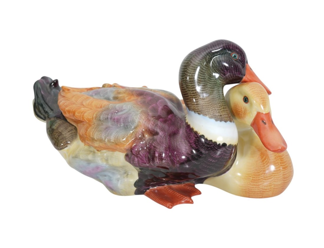 Vintage Herend Porcelain Grouping of 2 Ducks, 6"h x 11 1/2"w x 7 1/2"d (1 of 8)