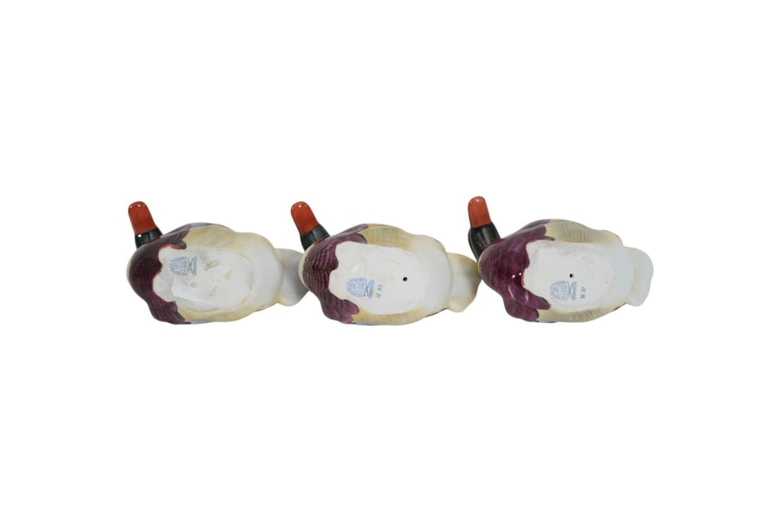 7 Vintage Herend Porcelain Duck Figures, 2 1/2