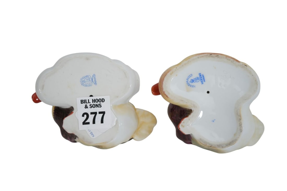 7 Vintage Herend Porcelain Duck Figures, 2 1/2