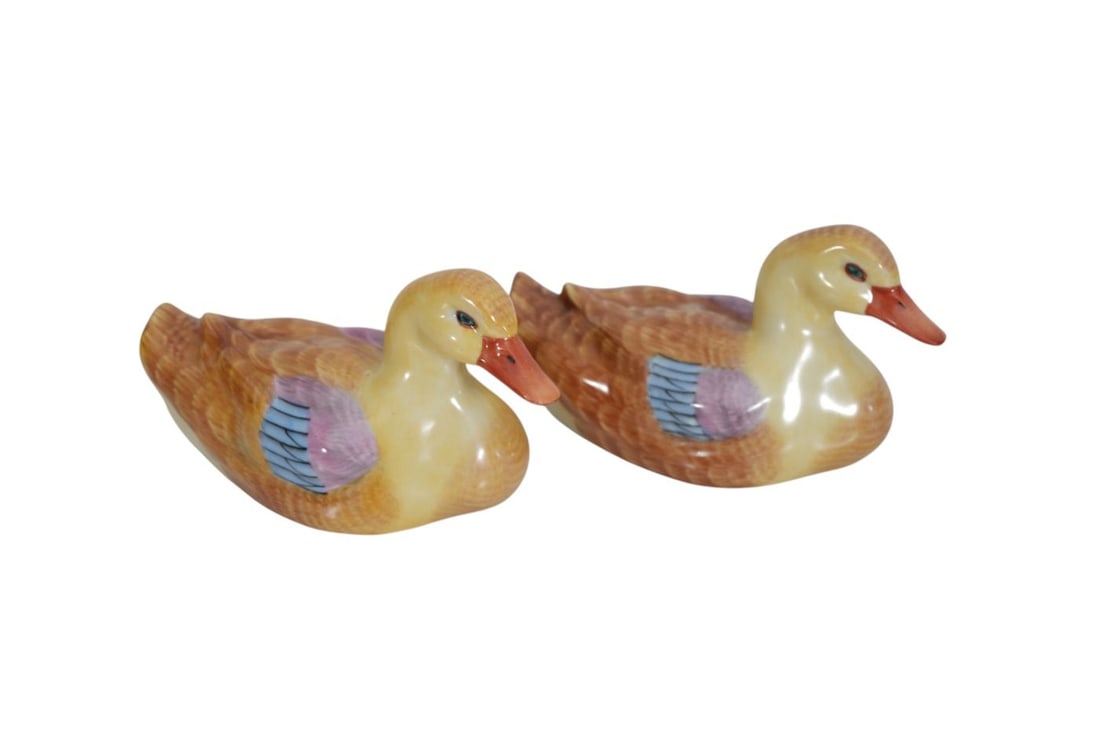 7 Vintage Herend Porcelain Duck Figures, 2 1/2