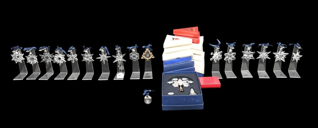Large Collection of 17 Swarovski Crystal Christmas Star Ornaments, Years 1993-1998, 2009-2006, All (1 of 11)