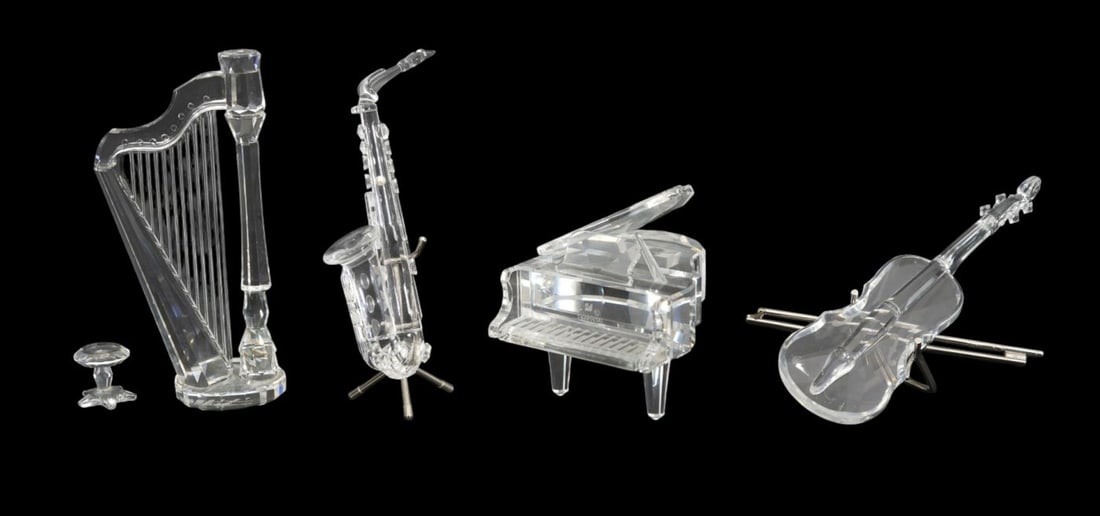4 Swarovski Crystal Musical Instruments, Cello Tallest 4"h (1 of 6)