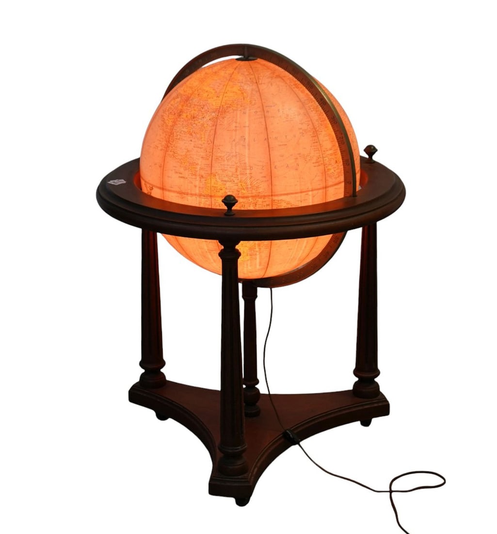 Electrified Vintage Globe in Stand marked Replogle Comprehensive Globe, 32"h x 22"w (1 of 9)