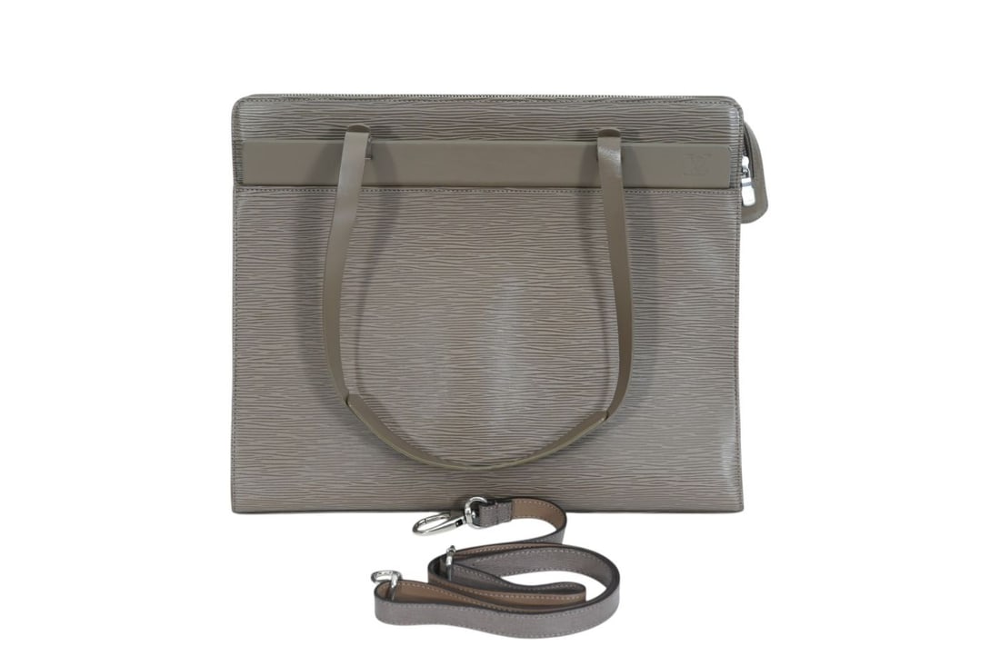 Louis Vuitton Croisette Tote GM Gres Leather, Condition - Fair, a Little Peeling on Side of Bag,: Louis Vuitton Croisette Tote GM Gres Leather, Condition - Fair, a Little Peeling on Side of Bag, Staining in the Interior and Strong Perfume Smell, 12"h x 14"w x 4"d, Not Authenticated