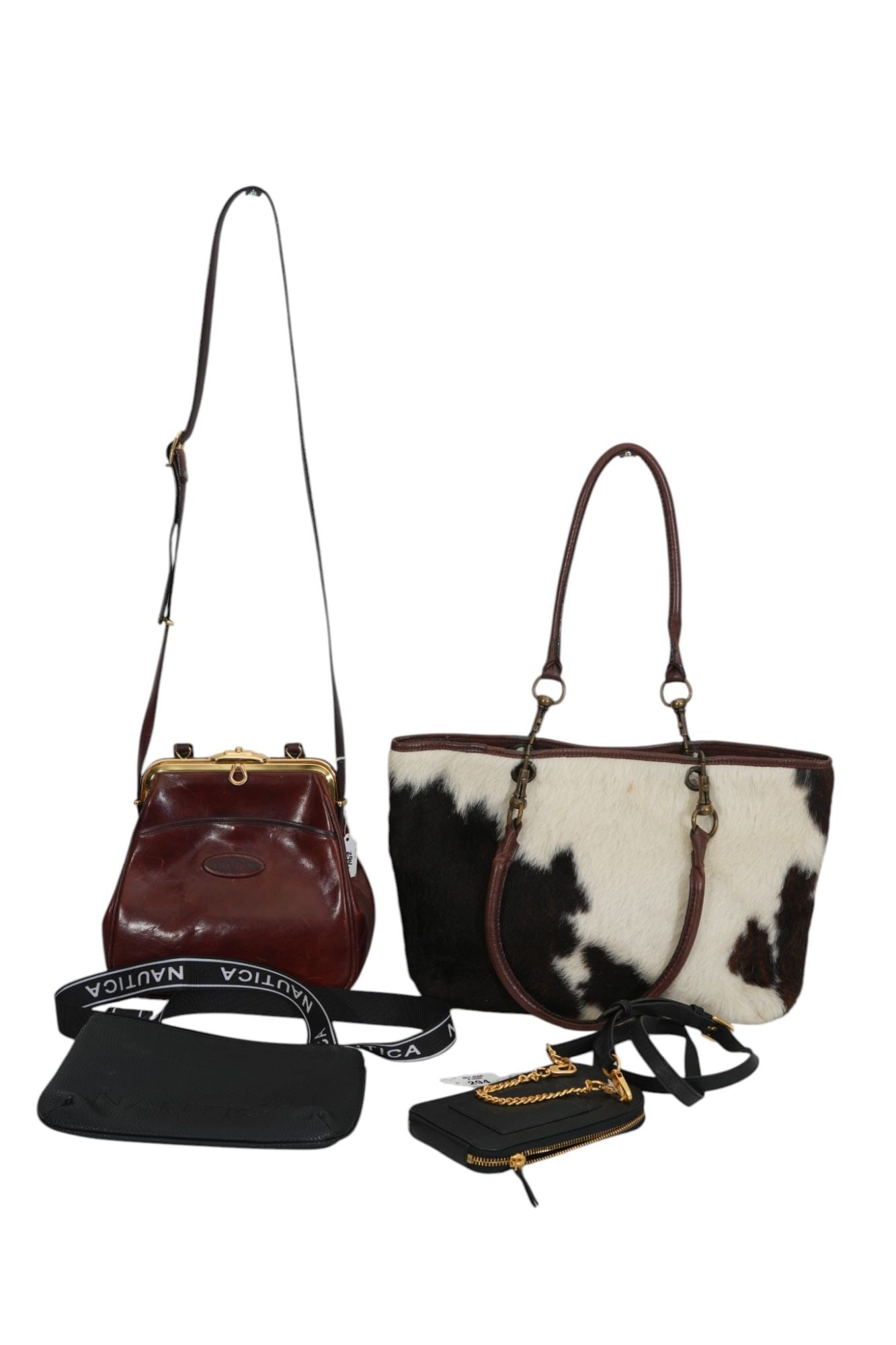 4 Misc. Handbags, Tory Burch Black Emerson Leather Phone Crossbody, Vintage Pony Skin Bag, Brand New (1 of 18)